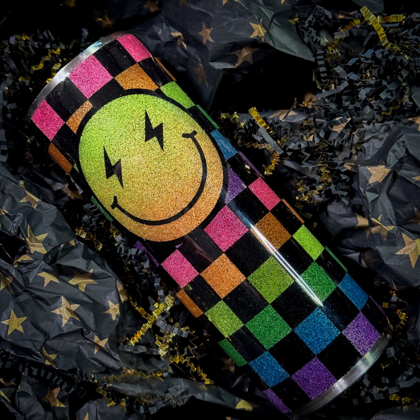 Neon Check Smiley - 20oz